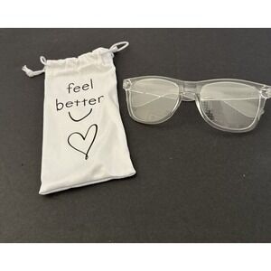 Heart Effect Diffraction Glasses With Clear Frames And Silk Case "Feel Better"